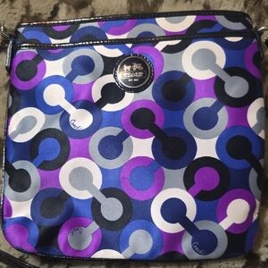 Coach Blue and Purple Patterned Crossbody Bag